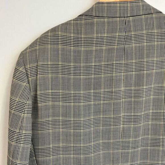 Vintage Gingham Plaid 40L Tall Vintage Wool Blazer Sports Coat Jacket Neutral - Picture 13 of 15